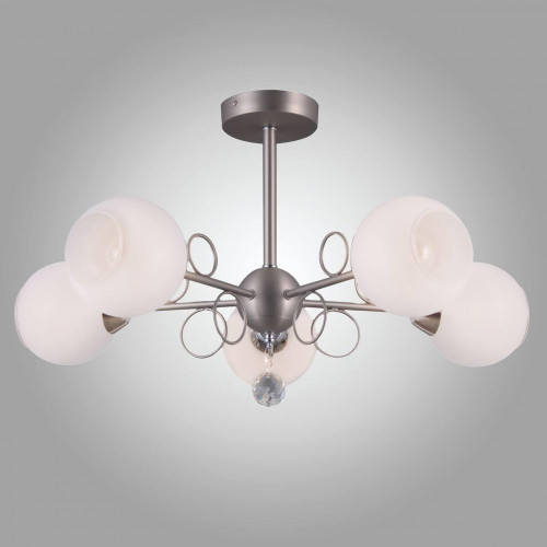 потолочная люстра eurosvet tondo 70095/5 сатин-никель белая в Абакане