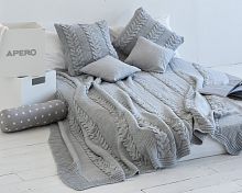 комплект плед с косами (180*220) и 2 наволочки (50*50) серый в Абакане