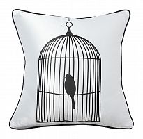 подушка с птичкой в клетке birdie in a cage white в Абакане