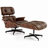 кресло eames style lounge chair & ottoman premium коричневое в Абакане