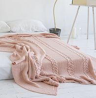 комплект плед с косами (180*220) и 2 наволочки (50*50) св. персик в Абакане