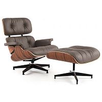 кресло eames style lounge chair кожа коричневое в Абакане