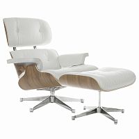 кресло eames style lounge chair & ottoman белое в Абакане