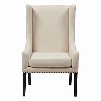 кресло мягкое с ушами белое nailhead fabric armchair в Абакане