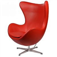 кресло arne jacobsen style egg chair кожа красное в Абакане