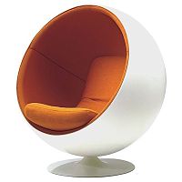 кресло eero ball chair бело-оранжевое в Абакане