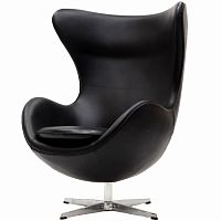 кресло с подлокотниками arne jacobsen style egg chair черное в Абакане