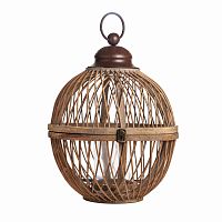 подсвечник-фонарь круглый деревянный большой со стеклом bamboo, 40 см в Абакане