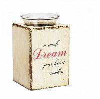 подсвечник деревянный бежевый со стеклом мечта твоего сердца provence cream, 15 см в Абакане