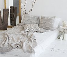 комплект плед с косами (180*220) и 2 наволочки (50*50) лён в Абакане