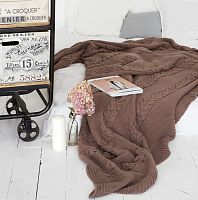 комплект плед с косами (180*220) и 2 наволочки (50*50) св. кофейный в Абакане