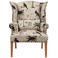 кресло мягкое с ушами quinn tufted armchair бежевое с рисунком в Абакане